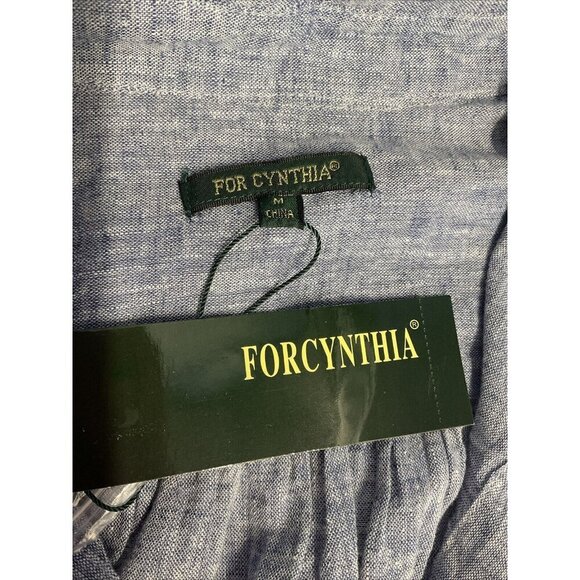 NEW For Cynthia Tunic top roll tab pocket tunic top size M Chambray lagenlook - Picture 8 of 12